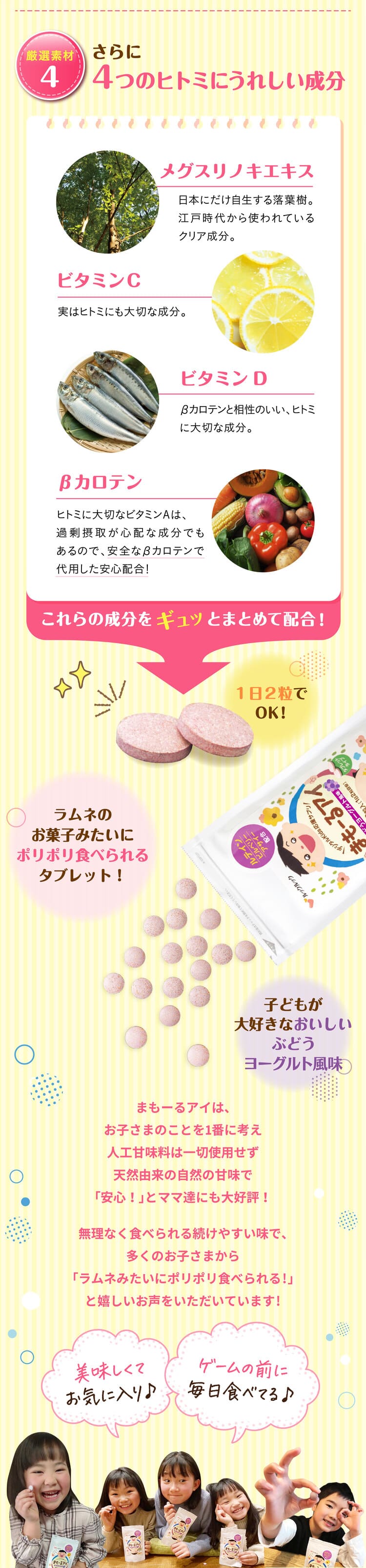 まもーるアイの４つの厳選素材